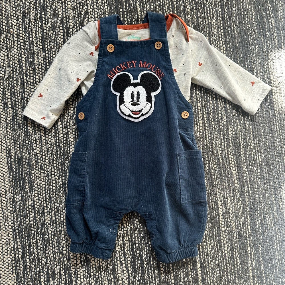 Disney Mickey Overall Set in 0-3 months.